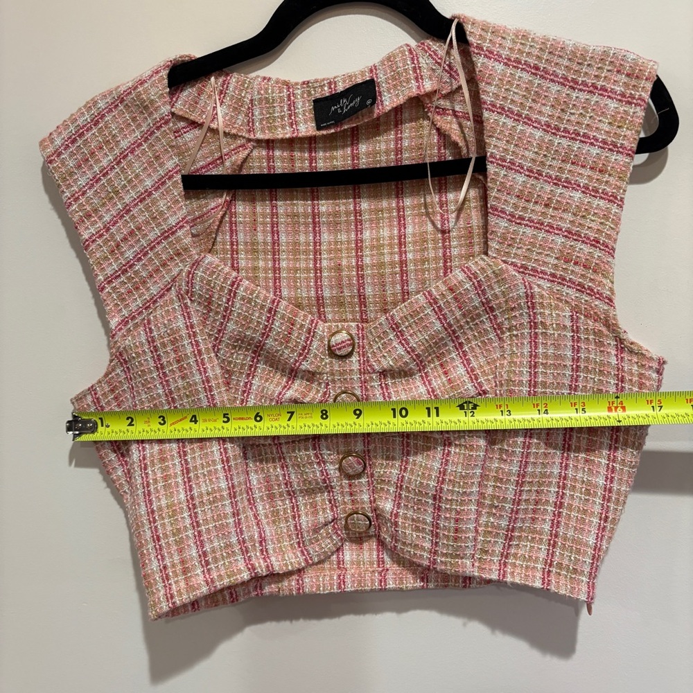 Milk and Honey Pink Tweed Crop Top Women's Skirt Set - Picture 4 of 7